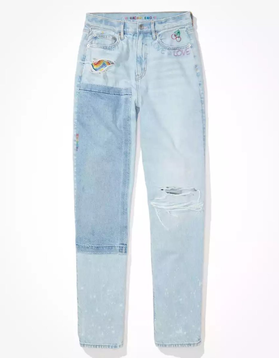 Jean American Eagle AE Pride Strigid Highest Taille Baggy Droit Lavage Clair Femme | XVU-13843737